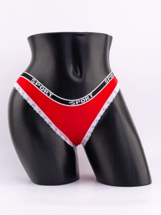 Слипы с кружевной окантовкой и эластичным поясом с надписью "sport" - фото 1