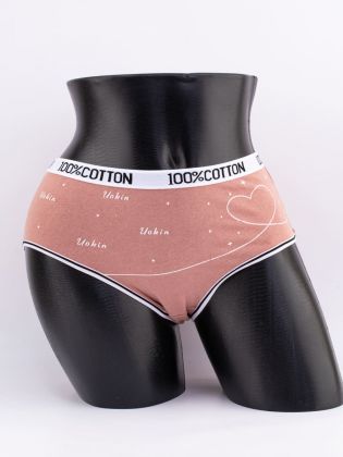 Слипы с принтом "сердечки" и эластичным поясом с надписью "100% COTTON" - фото 1