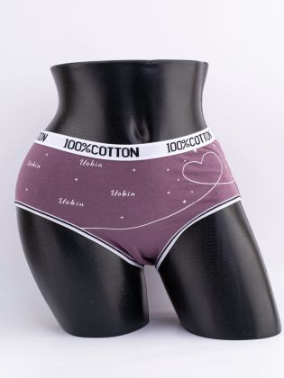 Слипы с принтом "сердечки" и эластичным поясом с надписью "100% COTTON" - фото 1