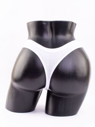 Стринги в рубчик с белым поясом - фото 3