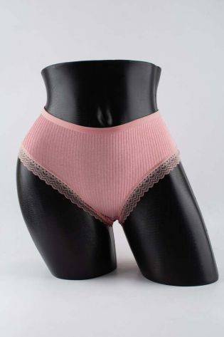 Слипы в рубчик с кружевом - фото 1