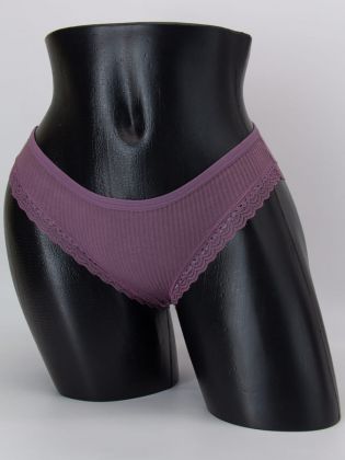 Слипы в рубчик с кружевом - фото 1