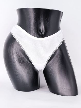 Стринги в рубчик с бахромой - фото 1