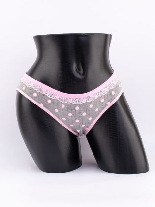 Слипы в крупный горошек с кружевом - фото 1